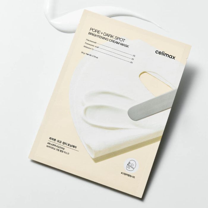 ProtoClinical k-beauty celimax Pore+ Dark Spot Brightening Cream Mask 20g X 4ea single front-facing sheet mask pack centered on a plain background