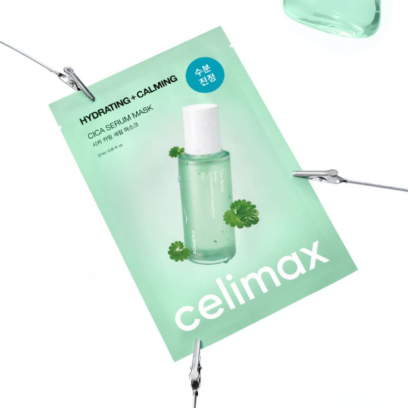ProtoClinical k-beauty celimax The Real Cica Calming Serum Mask 27ml X 5ea single mask packet shown front-facing on a clean white background