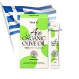 ProtoClinical k-beauty [TRUE RX] ACE Organic Olive Oil 100% 7g X 14ea as a single green and yellow rectangular package centered on a white background with pale side shading