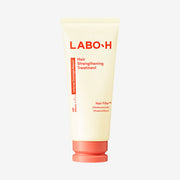 ProtoClinical k-beauty LABO-H Hair Strengthening Treatment 200ml as a single upright light beige treatment bottle centered on a white background with pale blue side accents