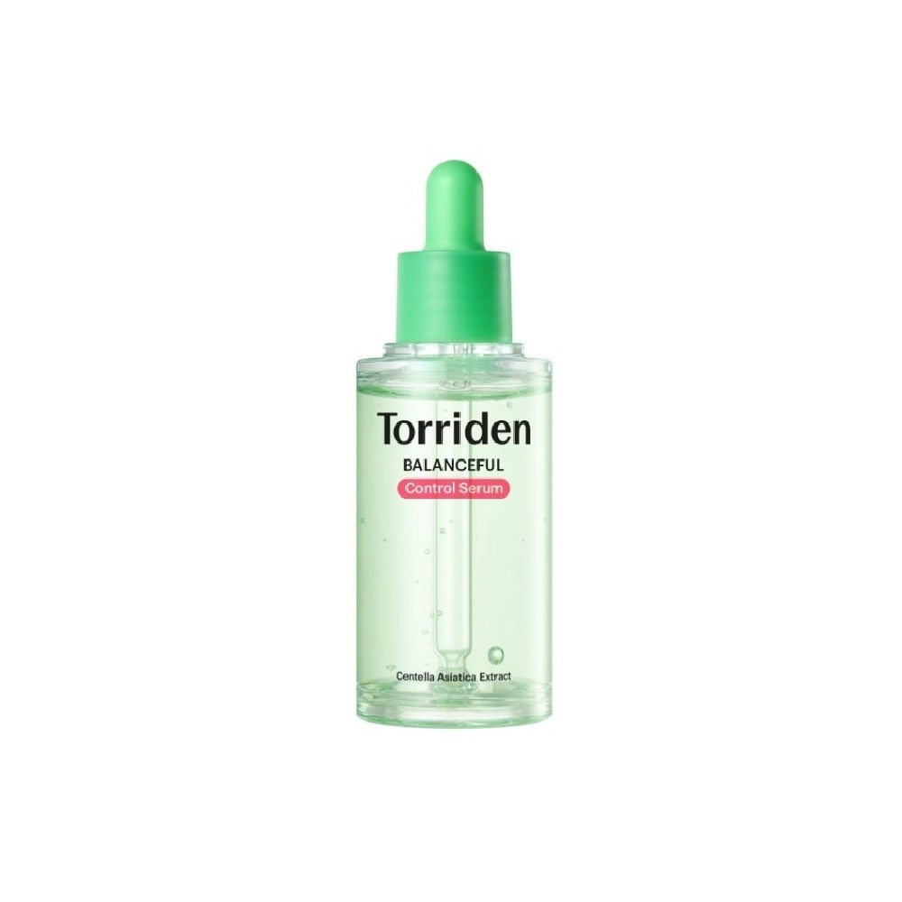 ProtoClinical k-beauty Torriden Balanceful Control Serum 50ml single upright serum bottle centered on a soft white background.