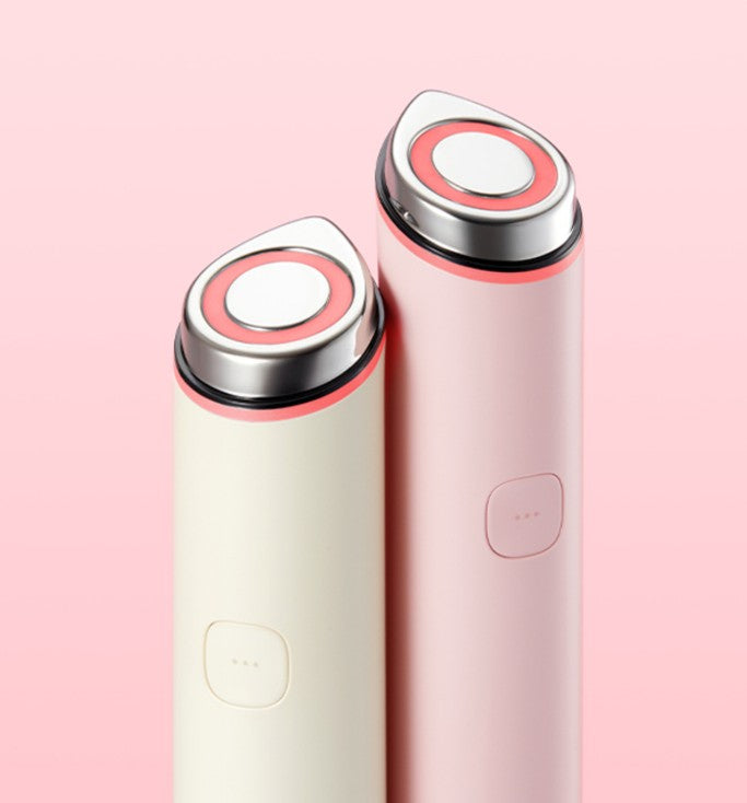 ProtoClinical k-beauty pale pink beauty product graphic with a beige center on a light background.