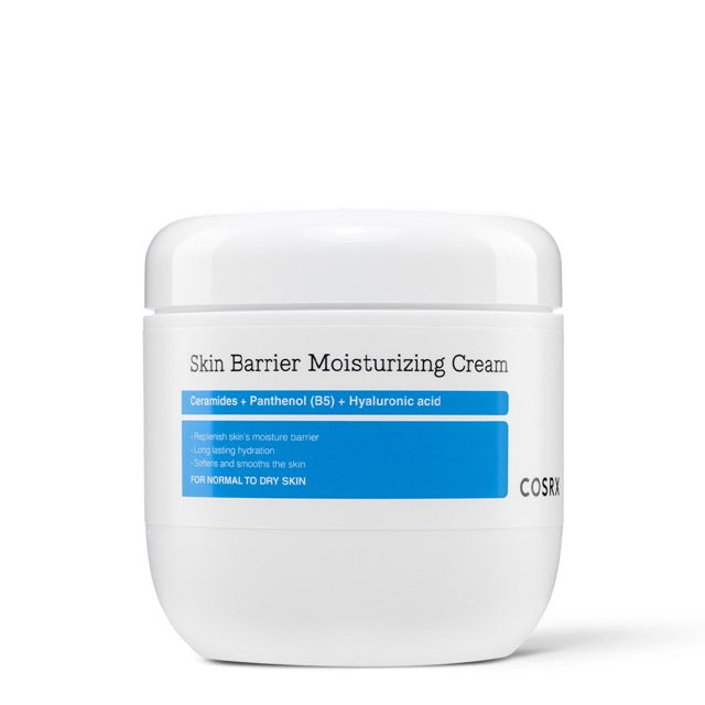 ProtoClinical k-beauty COSRX Skin Barrier Moisturizing Cream 450ml shown as front-facing moisturizing cream packaging in a square product photo on a light background