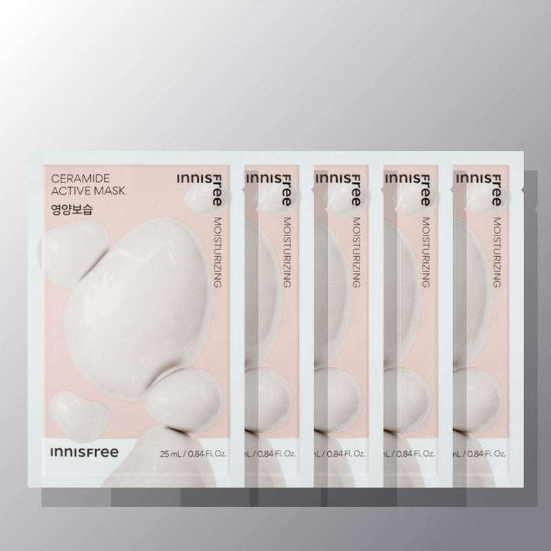 ProtoClinical k-beauty innisfree Ceramide Active Mask 25ml X 5ea single mask packet shown front-facing on a clean white background