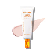 ProtoClinical k-beauty innisfree Vita C Tone Up Sunscreen SPF50+ PA++++ 50ml single upright peach sunscreen tube centered on a white background with pale blue accents