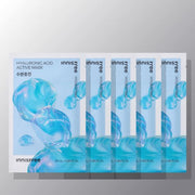 ProtoClinical k-beauty innisfree Hyaluronic Acid Active Mask 25ml X 5ea square mask-pack graphic with cool blue packaging tones, cream highlights, and a light background