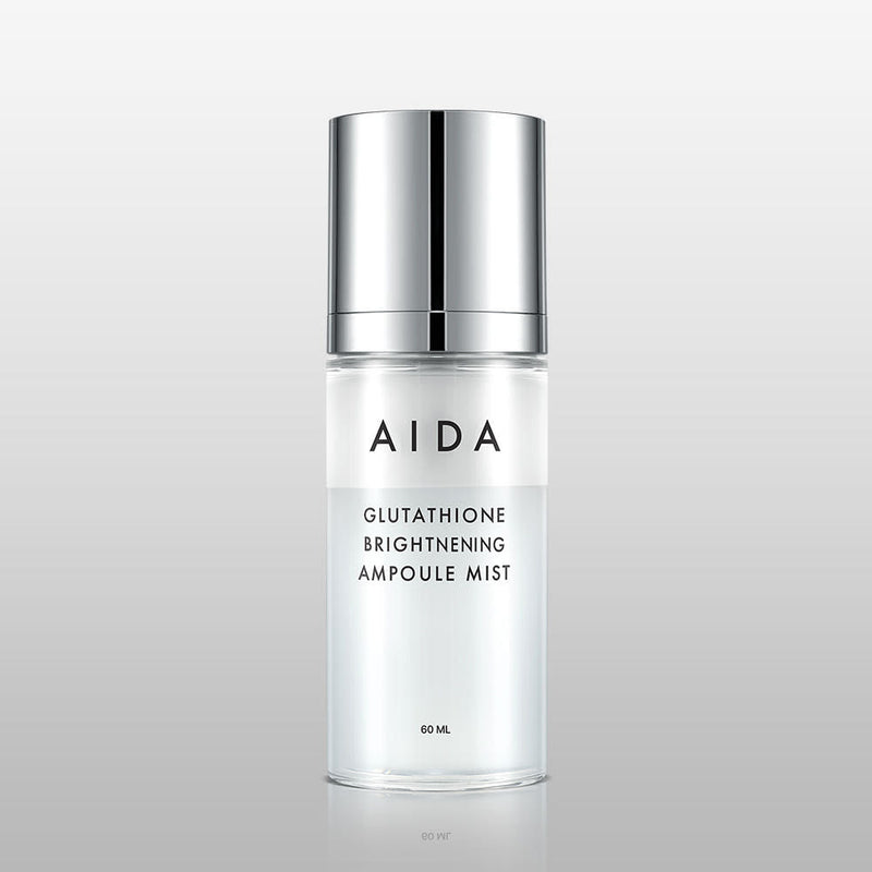 AIDA Glutathione Brightnening Ampoule Mist 60ml by ProtoClinical displayed in front-facing skincare packaging on a white background for a k-beauty routine.