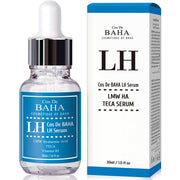 ProtoClinical k-beauty Cos De BAHA LH Low Molecular Hyaluronic Acid Serum 30ml single upright teal serum bottle centered on a pale blue and cream background