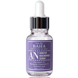 ProtoClinical k-beauty Cos De BAHA AN Arbutin 5% Serum with Niacinamide 5% 30ml single lavender serum bottle centered on a white background