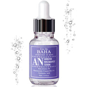 ProtoClinical k-beauty Cos De BAHA AN Arbutin 5% Serum with Niacinamide 5% 30ml single lavender serum bottle centered on a white background