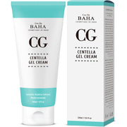 ProtoClinical k-beauty Cos De BAHA CG Centella Asiatica Soothing Calming Cream 120ml single upright cream tube with a white body, mint green cap, and aqua label band on a white background