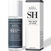 ProtoClinical k-beauty Cos De BAHA SH 83% Snail Repair Intensive Facial Serum 120ml single upright dark serum bottle centered on a soft gray background with pale cream side shading.