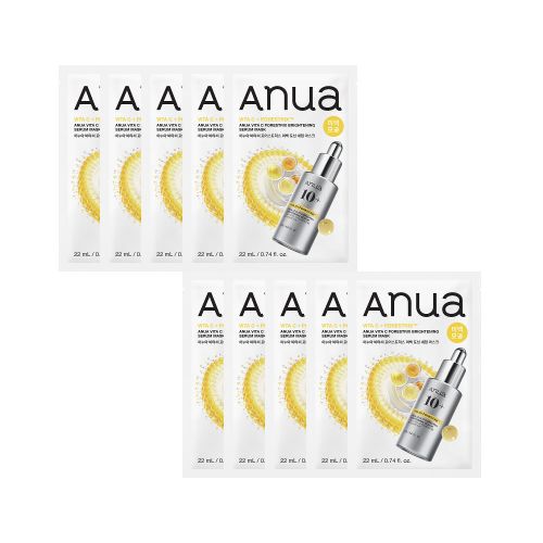 ProtoClinical k-beauty Anua Vita C Porestrix Brightening Serum Mask 22ml X 10ea single mask packaging in a square packshot on a clean light background