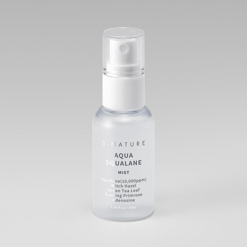 ProtoClinical k-beauty S.NATURE Aqua Squalane Mist 50ml single mist bottle shown upright on a clean white background