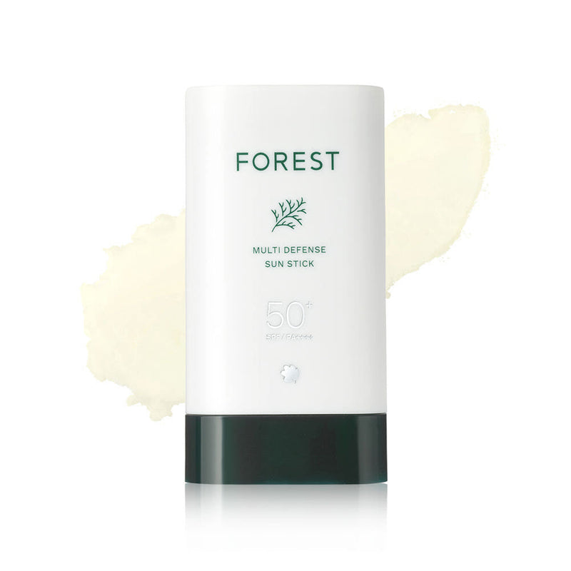 ProtoClinical k-beauty Green Finger FoRest Multi Defense Sun Stick SPF PA++++ 19g single upright pale green sun stick package centered on a white background with gray lower shading.