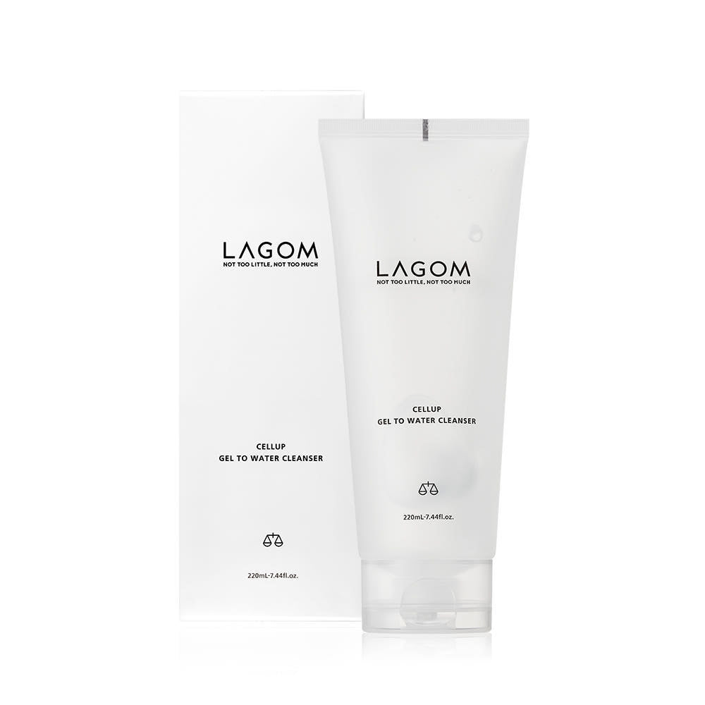 ProtoClinical k-beauty LAGOM Cellup Gel To Water Cleanser - 220ml single cleanser bottle shown upright on a clean white background