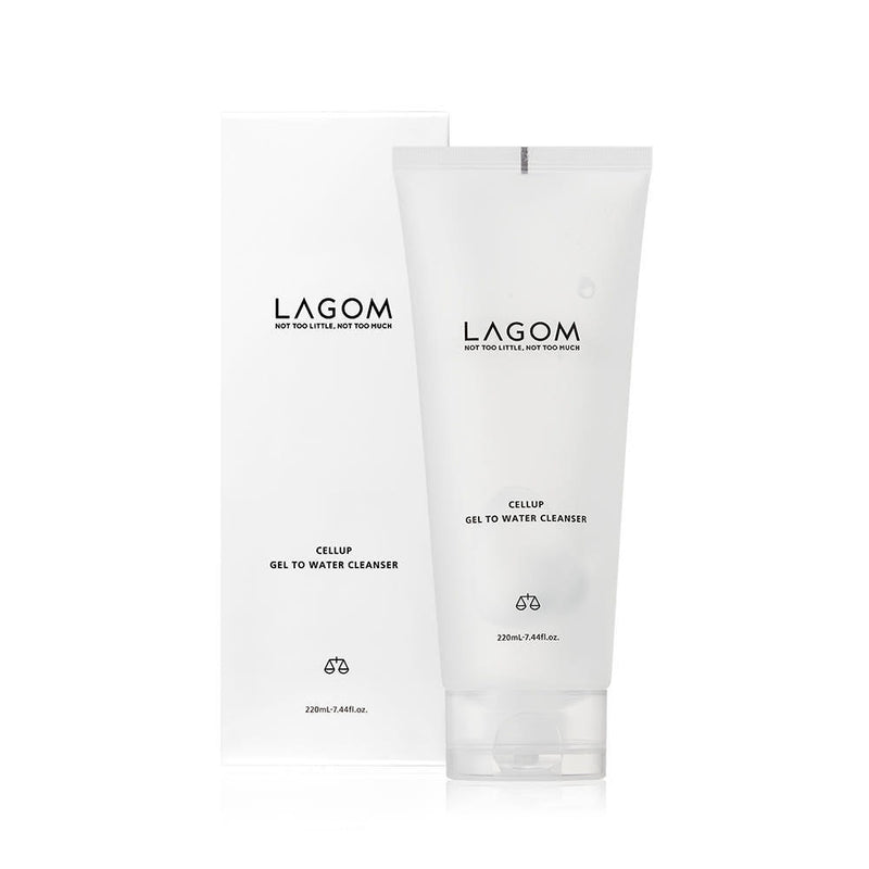 ProtoClinical k-beauty LAGOM Cellup Gel To Water Cleanser - 220ml single cleanser bottle shown upright on a clean white background