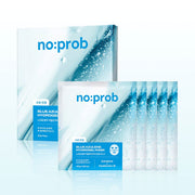 ProtoClinical k-beauty noprob Blue Azulene Hydrogel Mask 37g X 5ea upright blue outer box with five matching sheet mask sachets arranged on a glossy white background