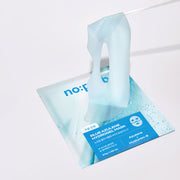 ProtoClinical k-beauty noprob Blue Azulene Hydrogel Mask 37g X 5ea pale blue hydrogel sheet lifted with a clear spatula above a flat blue mask sachet on a white background