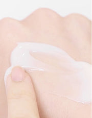 ProtoClinical k-beauty soft peach beauty graphic with a muted blue accent on a pale background.