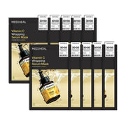 MEDIHEAL Vitamin C Wrapping Serum Mask 25ml X 10ea by ProtoClinical shown in front-facing mask packaging on a white background for a k-beauty skincare routine.