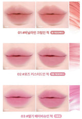 ProtoClinical k-beauty lilybyred Sweet Liar Milky Tint 4g (14colors) lip tint shade chart showing colors 1 to 3 in a tall vertical layout on a light background