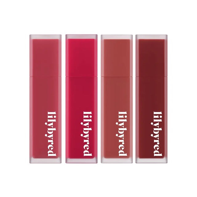 ProtoClinical k-beauty lilybyred Mood Liar Velvet Tint 4.2g (10colors) single velvet lip tint product visual with applicator-style packaging on a light background