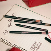ProtoClinical k-beauty lilybyred Starry Eyes Am9 to Pm9 Gel Eyeliner 0.5g (11colors) gel eyeliner pencil with liner swatch details on a light background