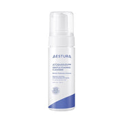ProtoClinical k-beauty AESTURA Atobarrier 365 Gentle Foaming Cleanser 150ml single upright white cleanser tube centered on a pale blue-white background with soft blue side accents.