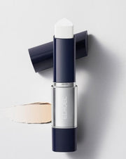 ProtoClinical k-beauty pale gray beauty graphic with a dark horizontal center on a light background.