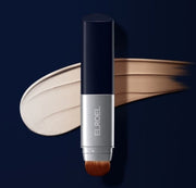 ProtoClinical k-beauty dark navy beauty graphic with a soft beige horizontal glow at the center.