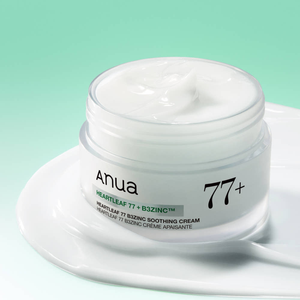 Anua Heartleaf 77 B3 Zinc Soothing Cream 80ml package on mint green background