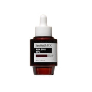 ProtoClinical k-beauty heimish RX AHA BHA Peeling Serum 35ml single dark red dropper bottle standing upright with a white cap on a peach and white split background