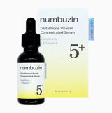ProtoClinical k-beauty numbuzin No.5+ Vitamin Concentrated Serum 30ml single upright serum bottle centered on a pale yellow background
