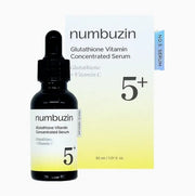 ProtoClinical k-beauty numbuzin No.5+ Vitamin Concentrated Serum 30ml single upright serum bottle centered on a pale yellow background