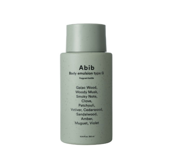 ProtoClinical k-beauty Abib Body Emulsion Fragrant Bottle 300ml [Type G] single upright gray bottle centered on a white background