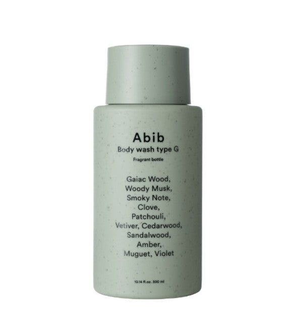Abib Body Wash Fragrant Bottle 300ml [Type G] by ProtoClinical displayed in a detailed product packshot with the body wash bottle on a light background for a k-beauty routine.