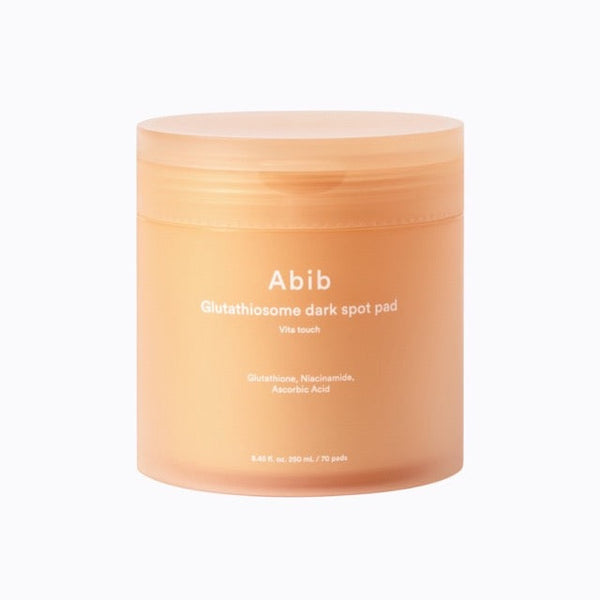 ProtoClinical k-beauty Abib Glutathiosome Dark Spot Pad Vita Touch 250ml/70ea front-facing toner pad jar with visible product label on a clean white background