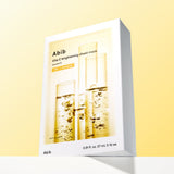 ProtoClinical k-beauty Abib Vita C Brightening Sheet Mask Essential Fit 27ml X 10ea single rectangular sheet mask packet with a dark lower section on a pale yellow background