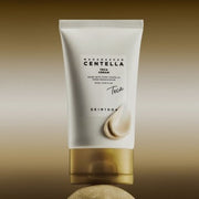 ProtoClinical k-beauty SKIN1004 Centella Teca Cream 75ml abstract beauty graphic with warm beige and brown horizontal bands on a pale background.