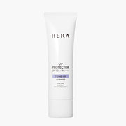 ProtoClinical k-beauty HERA UV Protector Tone-Up SPF50+ PA++++ 50ml #Lavender in a front-facing white tube with a lavender tone-up label, centered on a clean white background