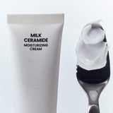 ProtoClinical k-beauty beplain Milk Ceramide Moisturizing Cream 50ml as a single tall pale beige skincare package centered upright on a soft white background.