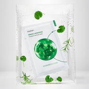ProtoClinical k-beauty beplain Madecassoside Calming Ampoule Mask 24ml X 10ea shown in a square layout with green, yellow, gray, and white product-detail blocks