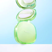 ProtoClinical k-beauty beplain Mung Bean Cotton Fit Powder Compact SPF30 PA+++ 7g square compact detail graphic with green and cream tones