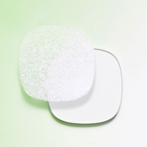 ProtoClinical k-beauty beplain Mung Bean Cotton Fit Powder Compact SPF30 PA+++ 7g square compact detail graphic with pale neutral background and green accents
