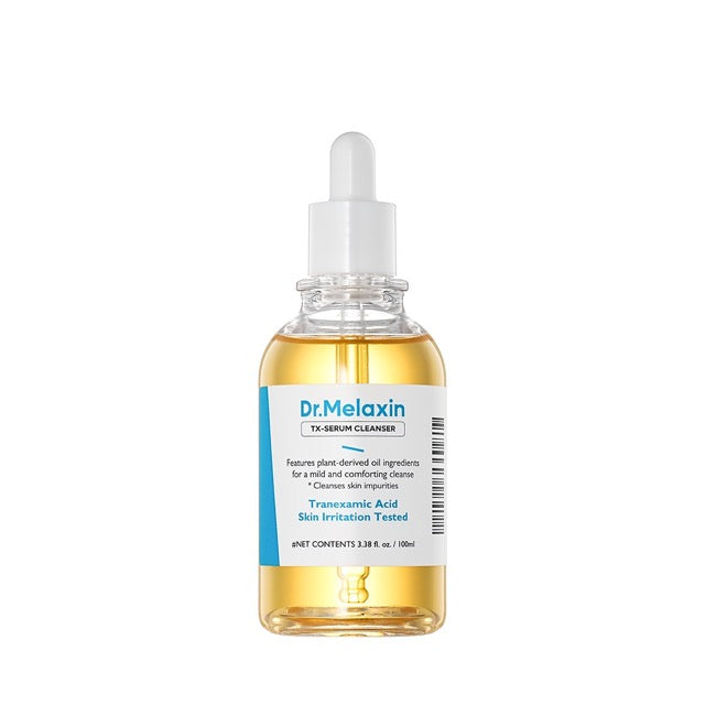 ProtoClinical k-beauty Dr.Melaxin TX Ampoule Cleanser 100ml single upright warm beige cleanser bottle centered on a light background.