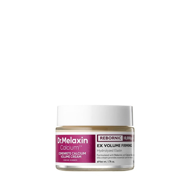 ProtoClinical k-beauty Dr.Melaxin Cemenrete Calcium Intense Cream 50ml single pale pink cream package with a rounded mauve base centered on a white background