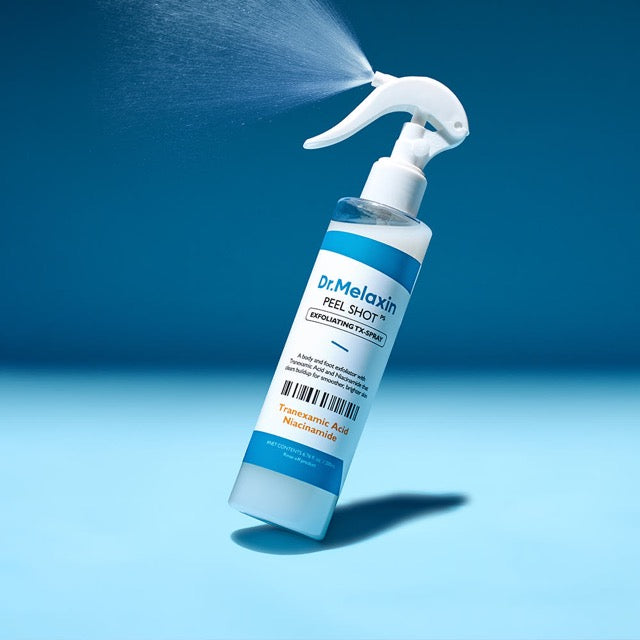 ProtoClinical k-beauty blue product packaging graphic with a darker blue center on a light blue background.