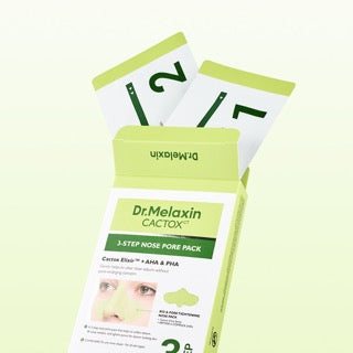 ProtoClinical k-beauty Dr.Melaxin Cactox 3-Step Nose Pore Pack 3P single light green package centered vertically on a white background with pale lavender side shading