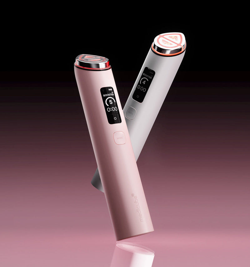 ProtoClinical k-beauty beauty product packaging in cool gray and white tones on a light background.